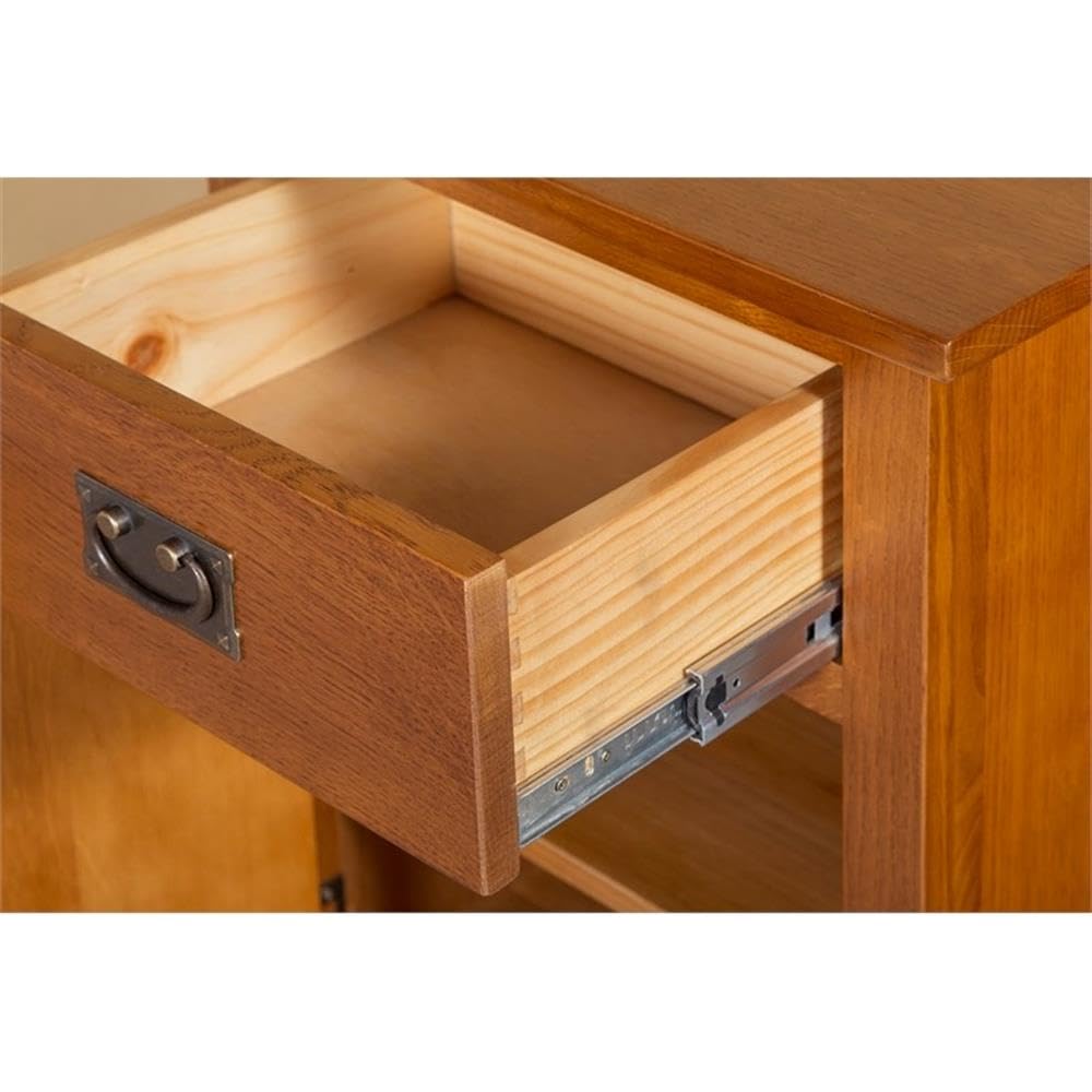 Solid Wood Nightstand with 1 Door and Drawer F8930