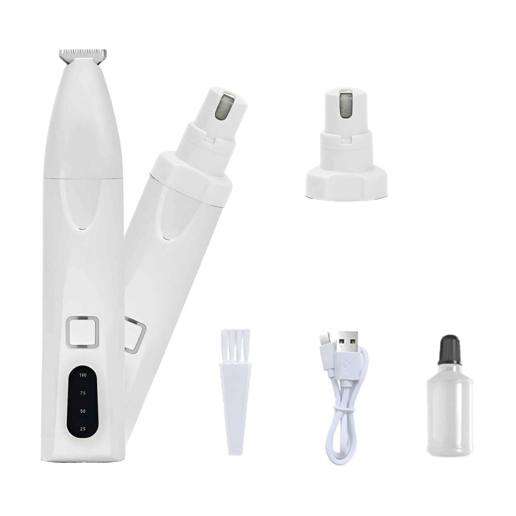 Quiet 2-in-1 Pet Hair Trimmer & Nail Grinder with LED Light O258