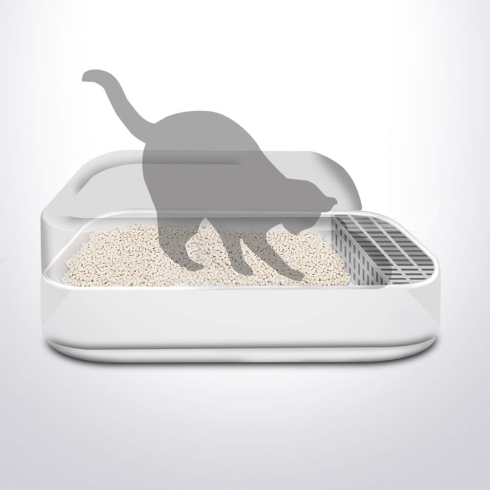 Plastic Half Covered Cat Litter Box X42846