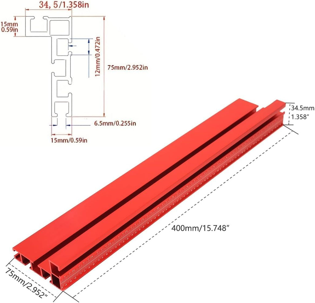 Aluminum Precision Miter Gauge with T-Track Fence and Flip Stop D92791