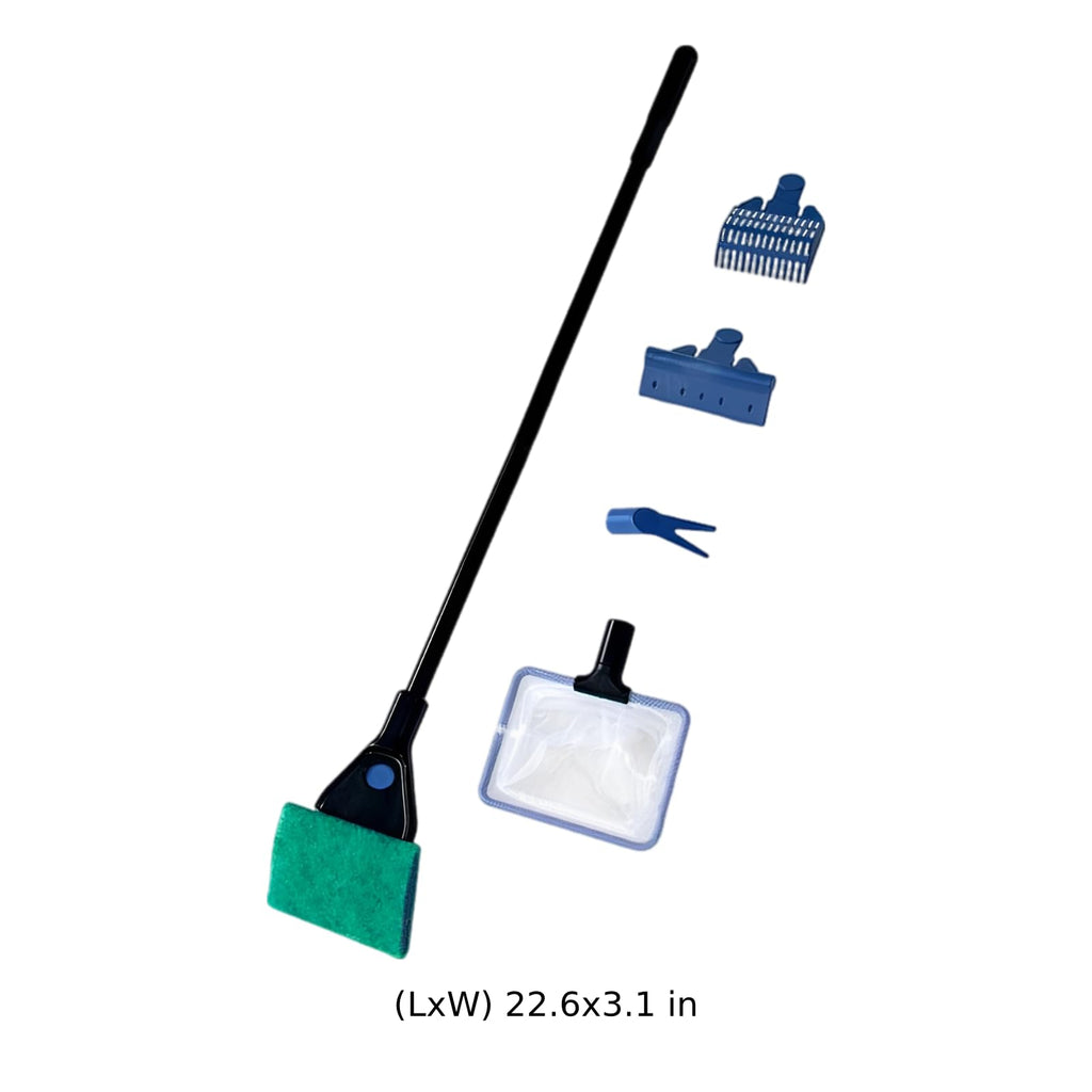 5 in 1 Aquarium Cleaning Kit with Algae Scraper Gravel Rake Fish Net and Brush G935