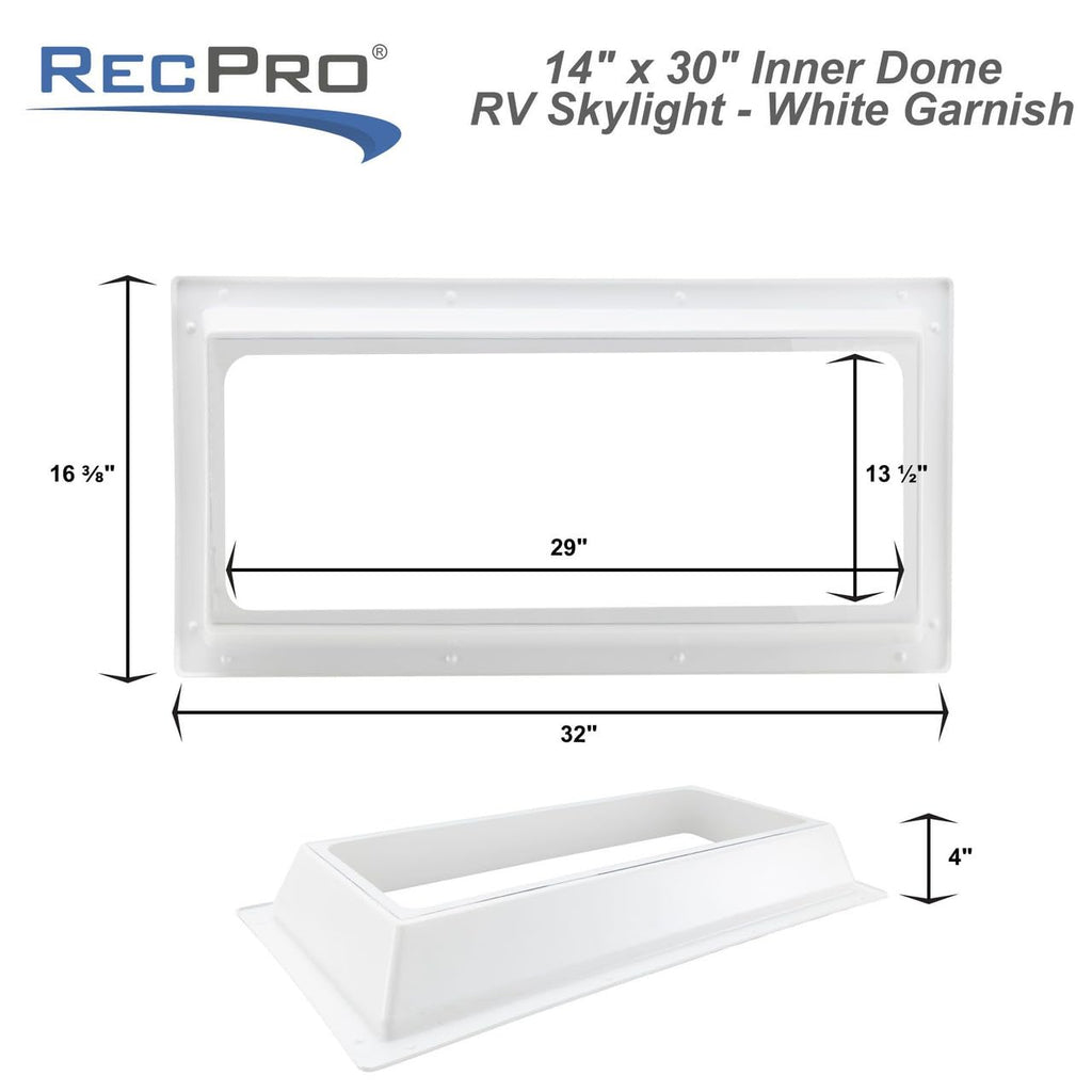 14" x 30" RV Skylight Inner Dome with Trim Ring Y71430