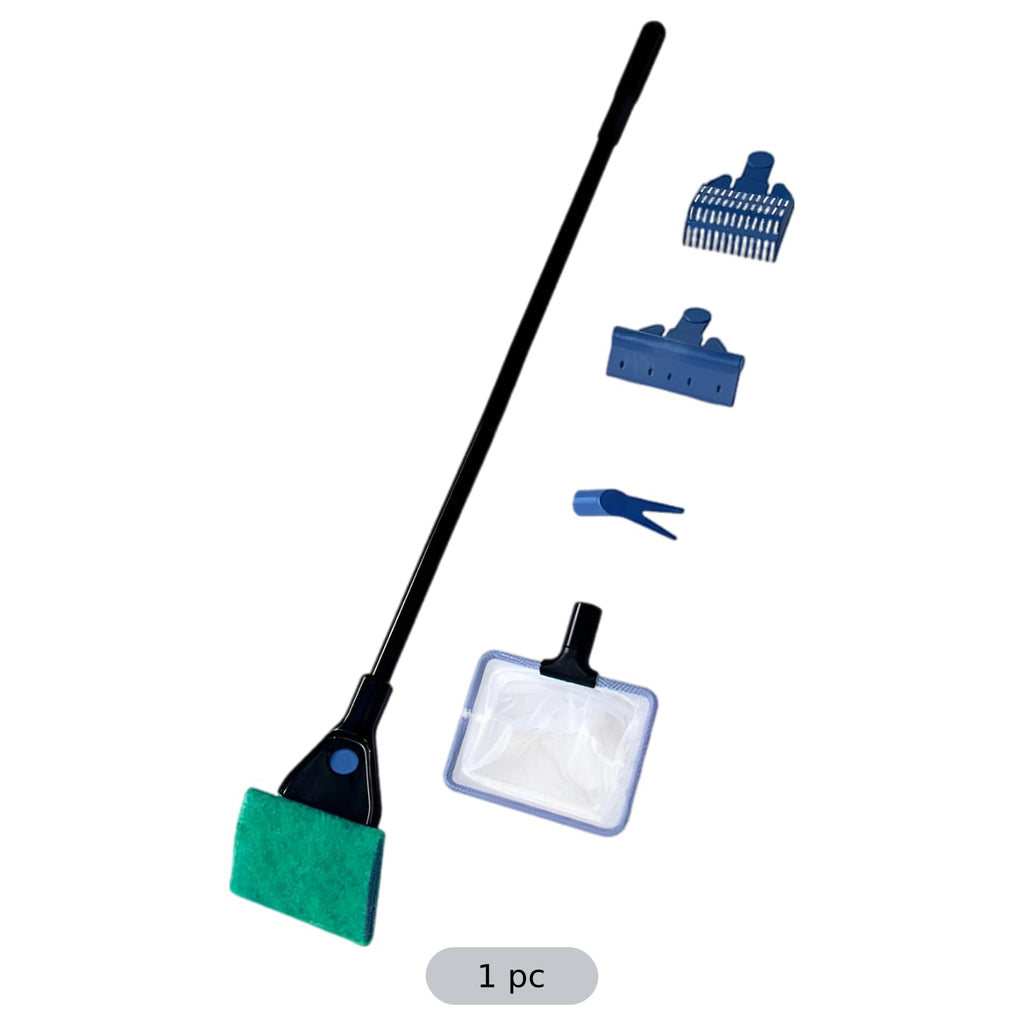 5 in 1 Aquarium Cleaning Kit with Algae Scraper Gravel Rake Fish Net and Brush G935