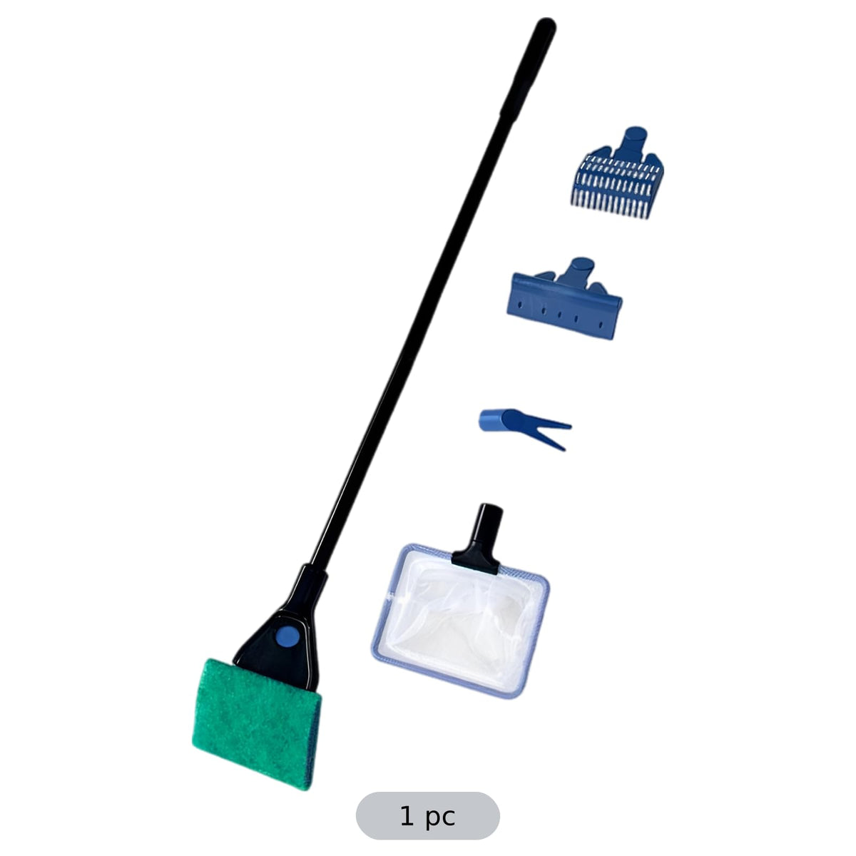 5 in 1 Aquarium Cleaning Kit with Algae Scraper Gravel Rake Fish Net and Brush G935