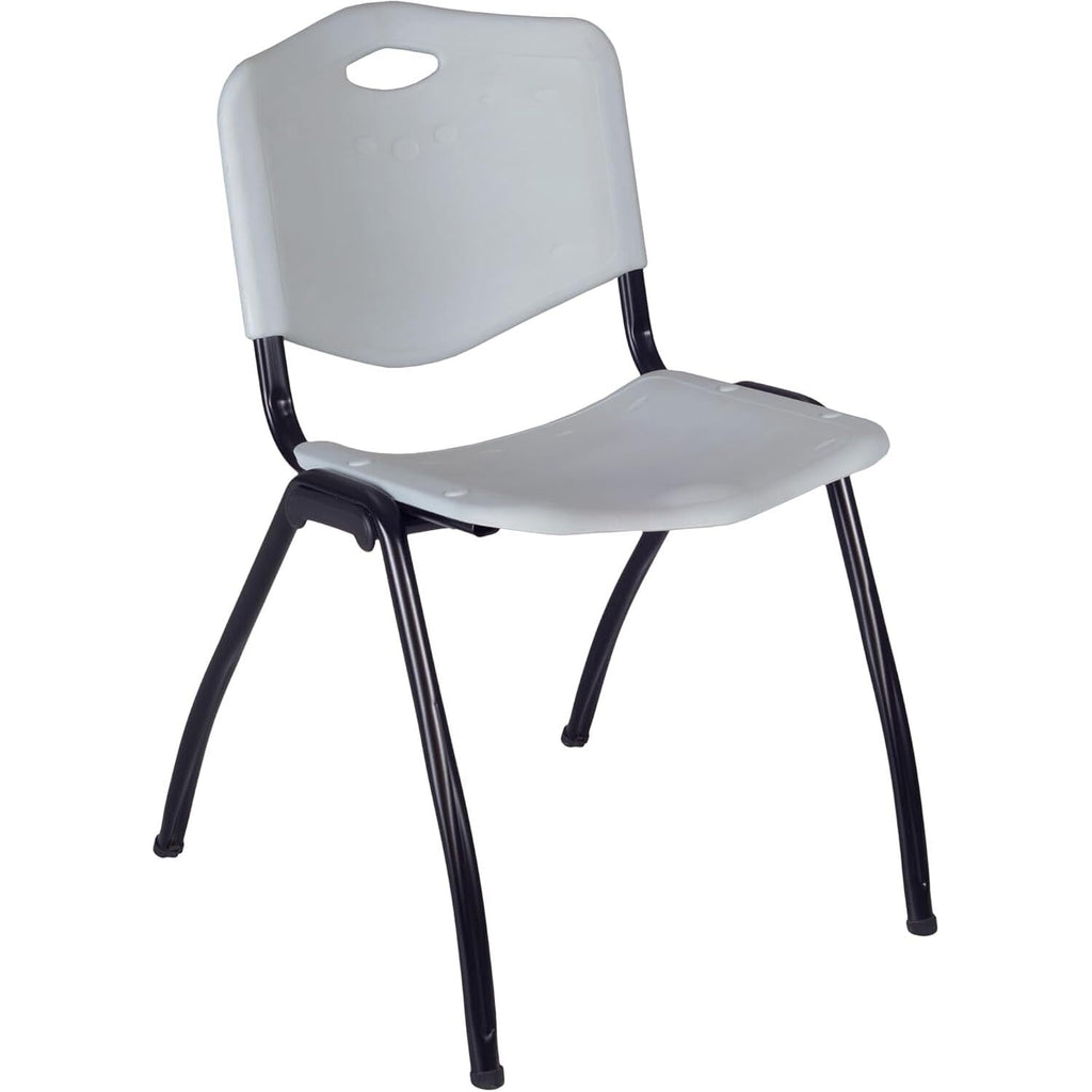 42" Round Breakroom Table with 4 Grey Stack Chairs O615506