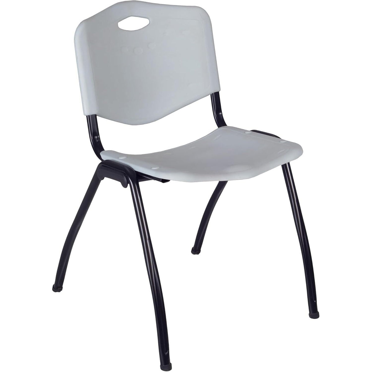 42" Round Breakroom Table with 4 Grey Stack Chairs O615506