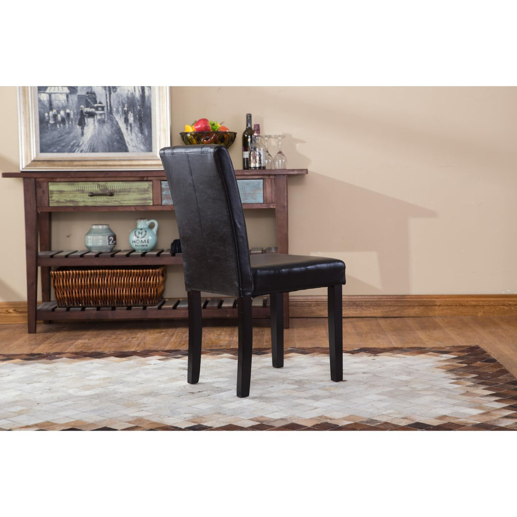 Black Faux Leather Parson Chair Set of 2 M3540
