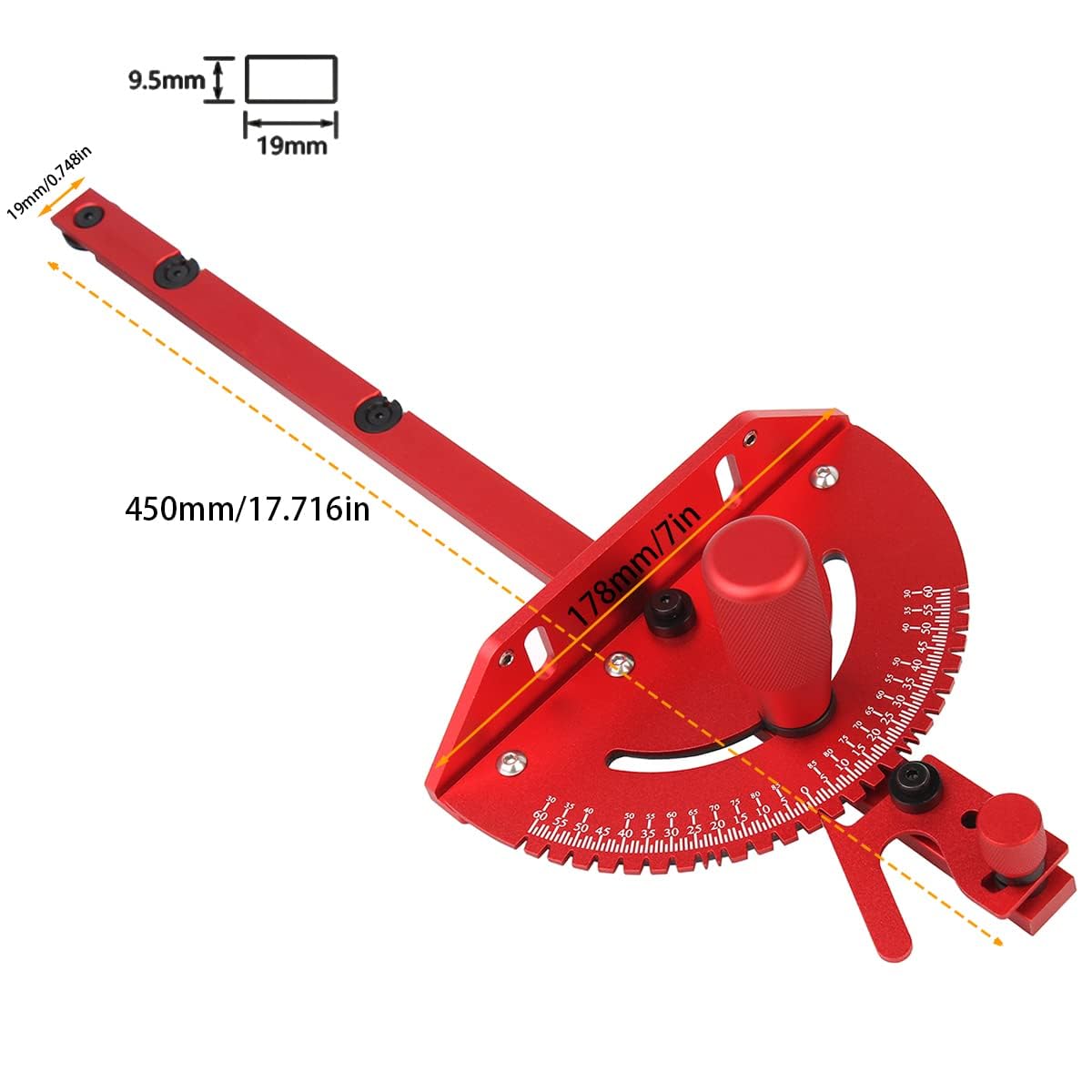 Aluminum Precision Miter Gauge with T-Track Fence and Flip Stop D92791