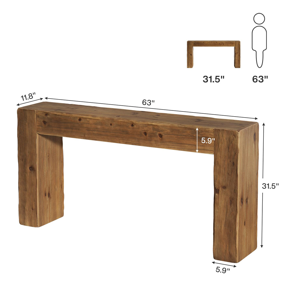 Solid Wood 63-Inch Console Table D7055
