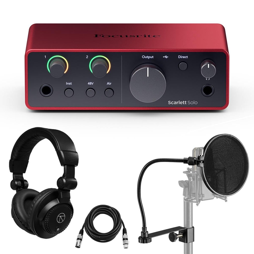 USB Audio Interface with Headphones, Pop Filter, XLR Cable M764