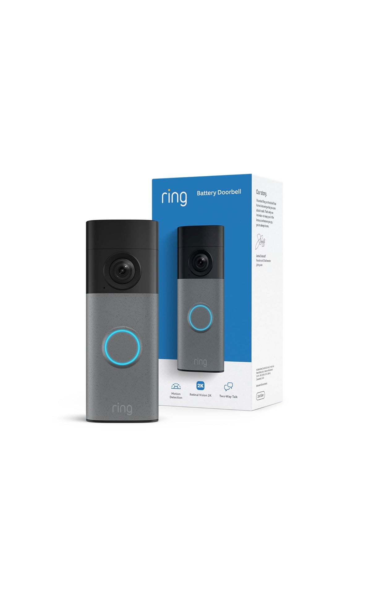 Battery Doorbell 2K Wide-Angle Speckled Gray C66623