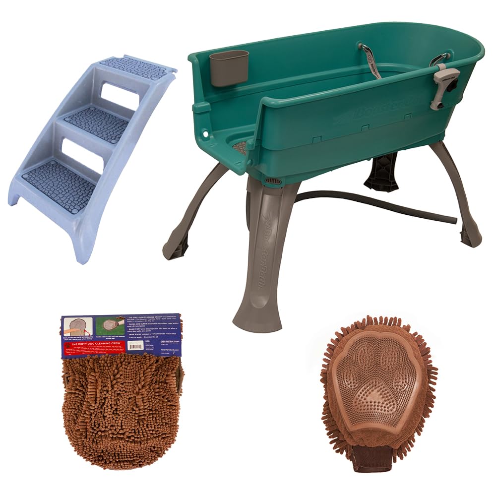 Elevated Pet Bathing Large Teal with Steps S472839