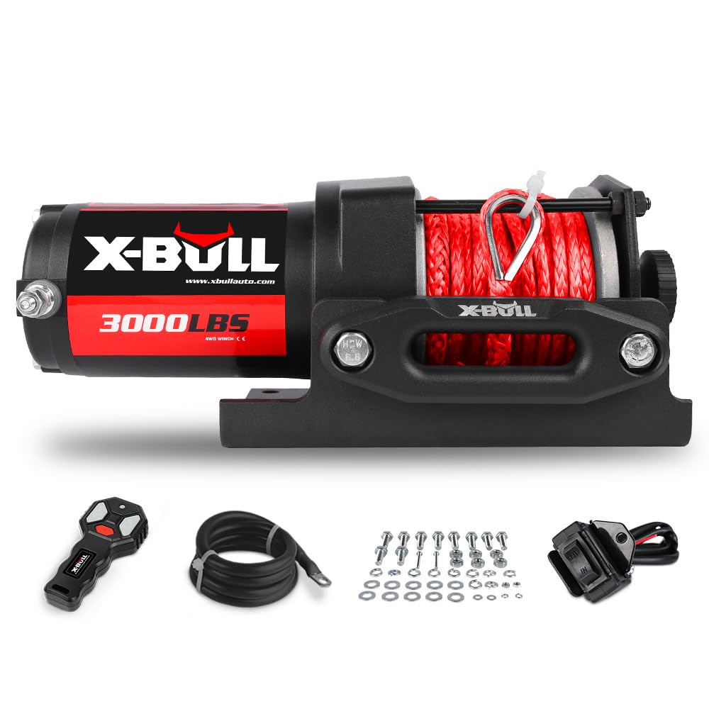 12V 3000LBS Synthetic Rope Electric Winch with Mounting Bracket V67292