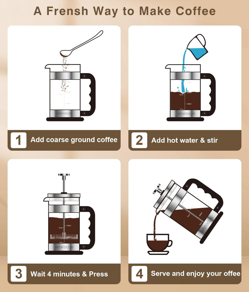French Press Coffee Maker 21OZ Borosilicate Glass V84764