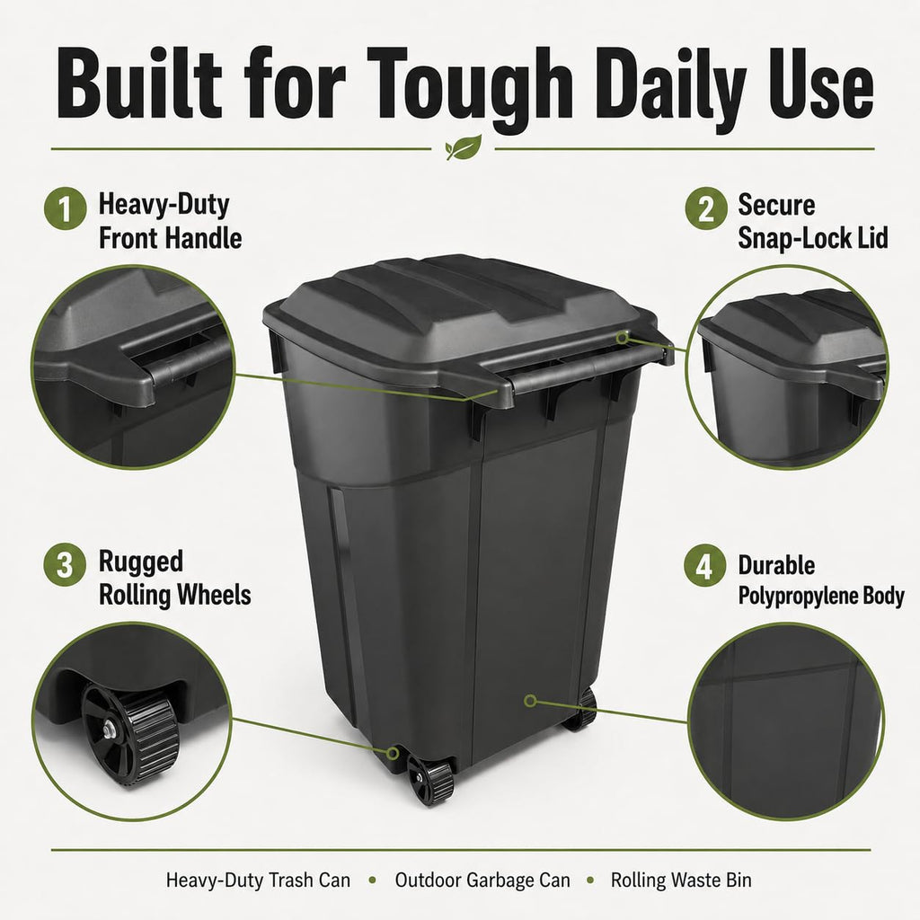 32 Gallon Wheeled Heavy-Duty Outdoor Trash Can O1783