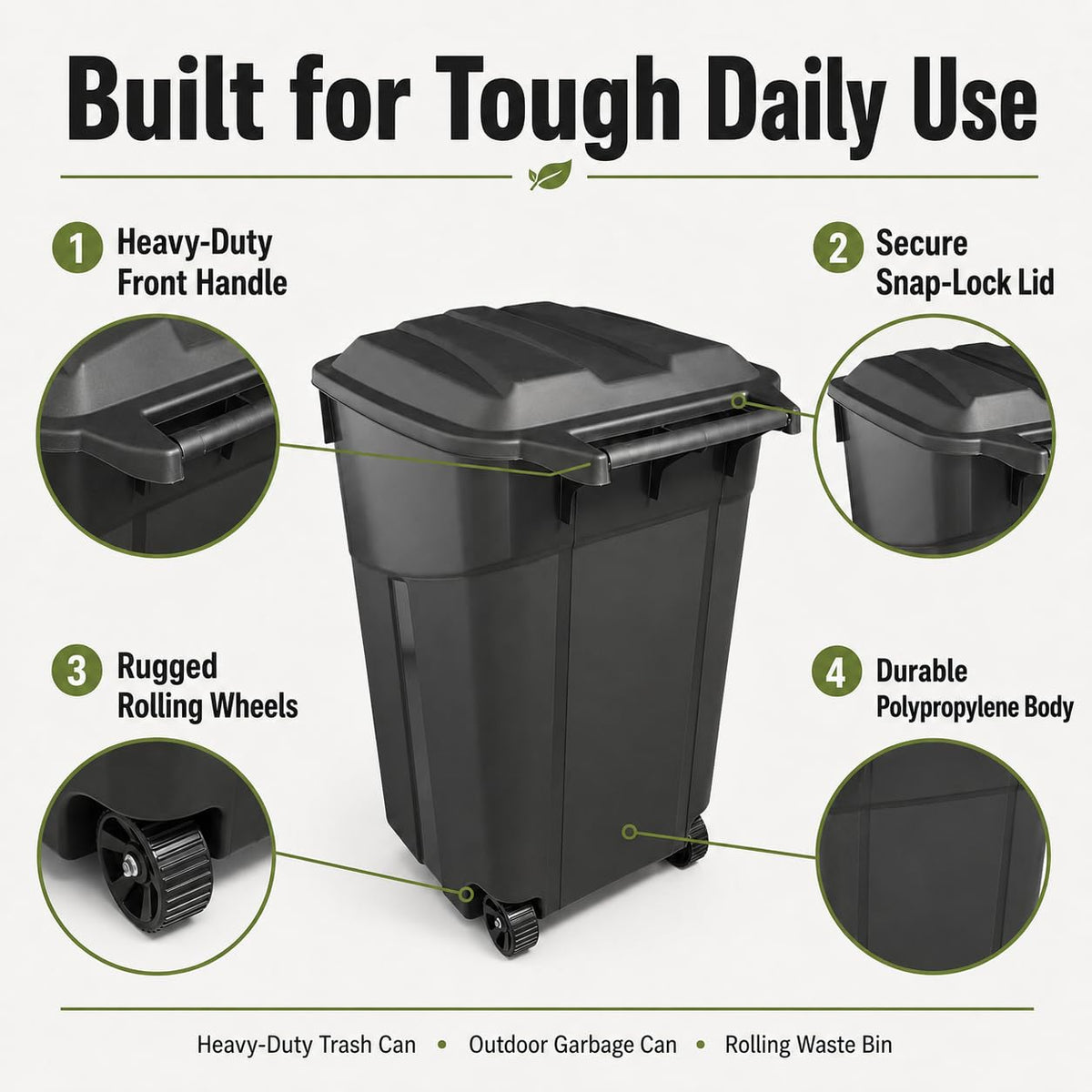 32 Gallon Wheeled Heavy-Duty Outdoor Trash Can O1783