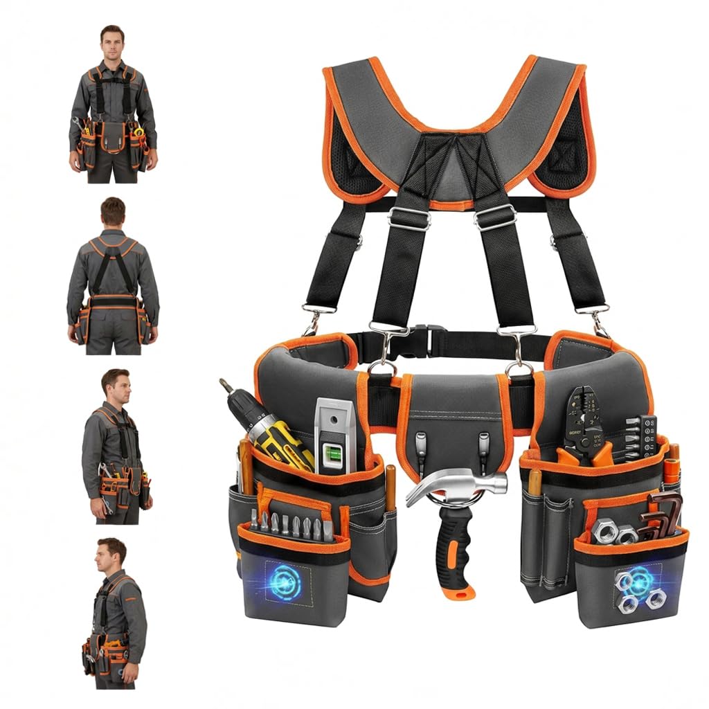 Heavy Duty Magnetic Tool Belt with Suspenders C918
