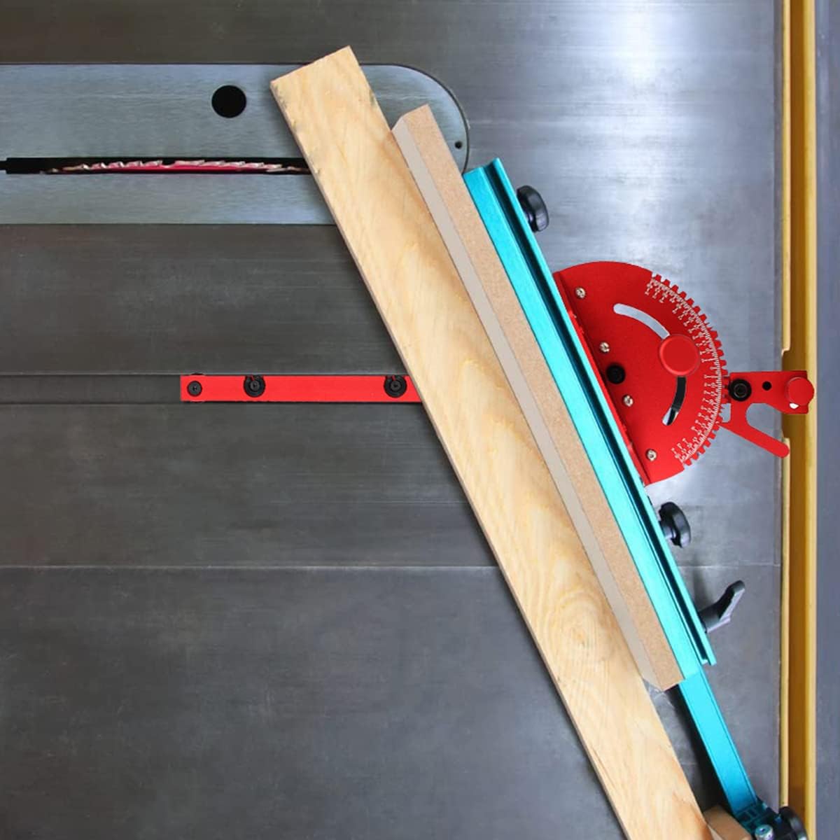 Aluminum Precision Miter Gauge with T-Track Fence and Flip Stop D92791