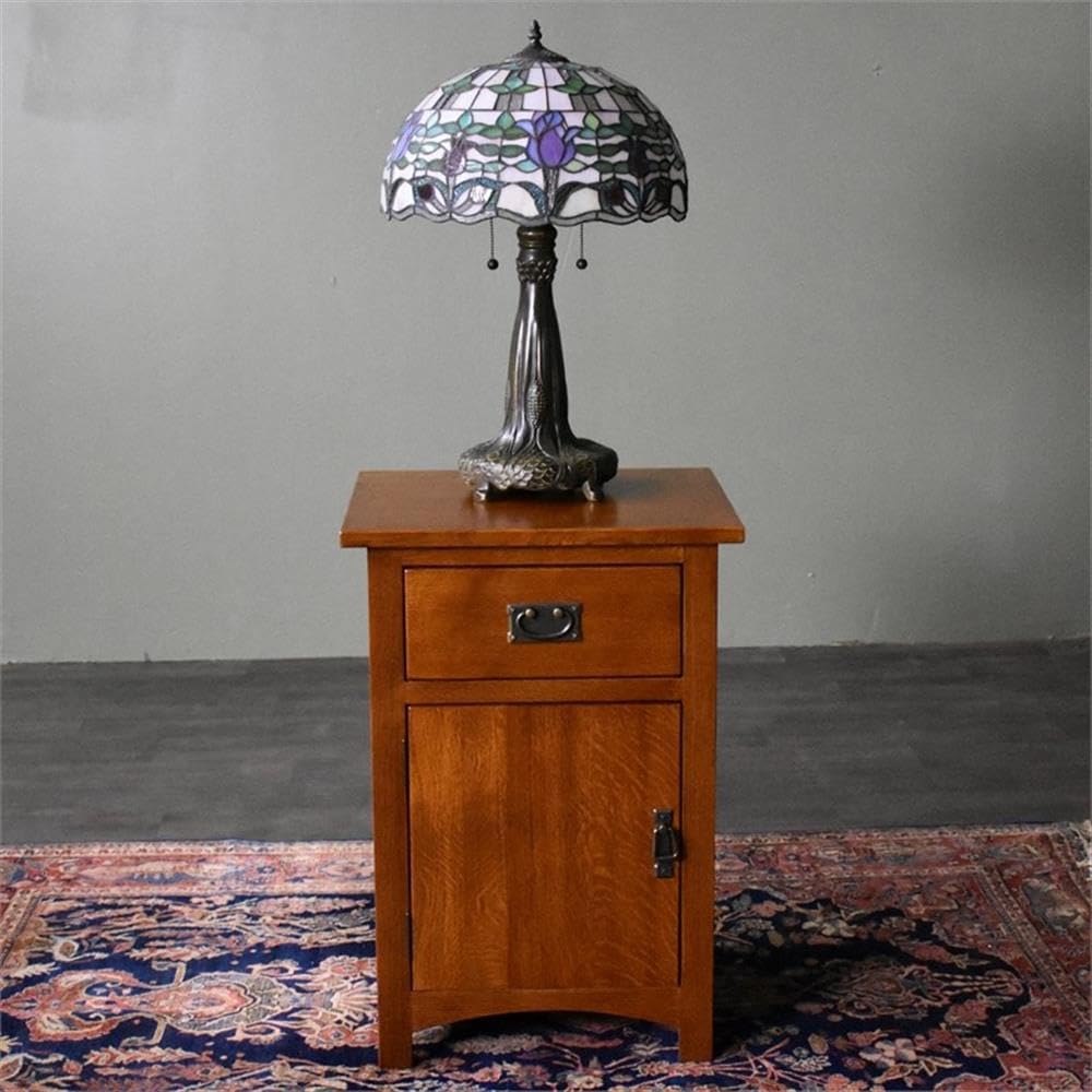 Solid Wood Nightstand with 1 Door and Drawer F8930