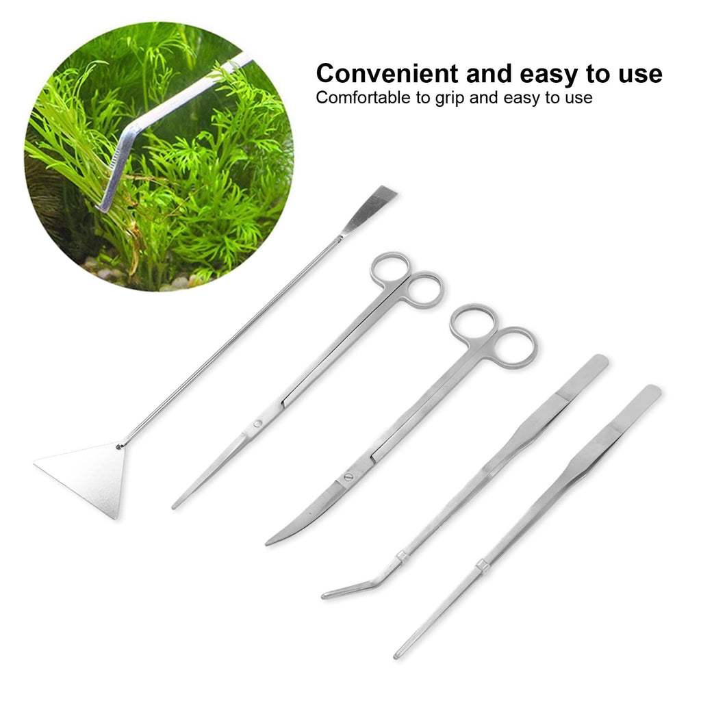 Aquarium Scissors and 5 in 1 Aquascaping Kit Stainless Steel 5 Piece Set U9045