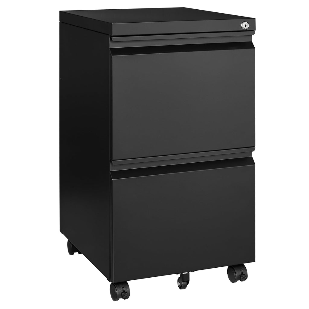 2 Drawer Black Metal Mobile File Cabinet with Lock E9862