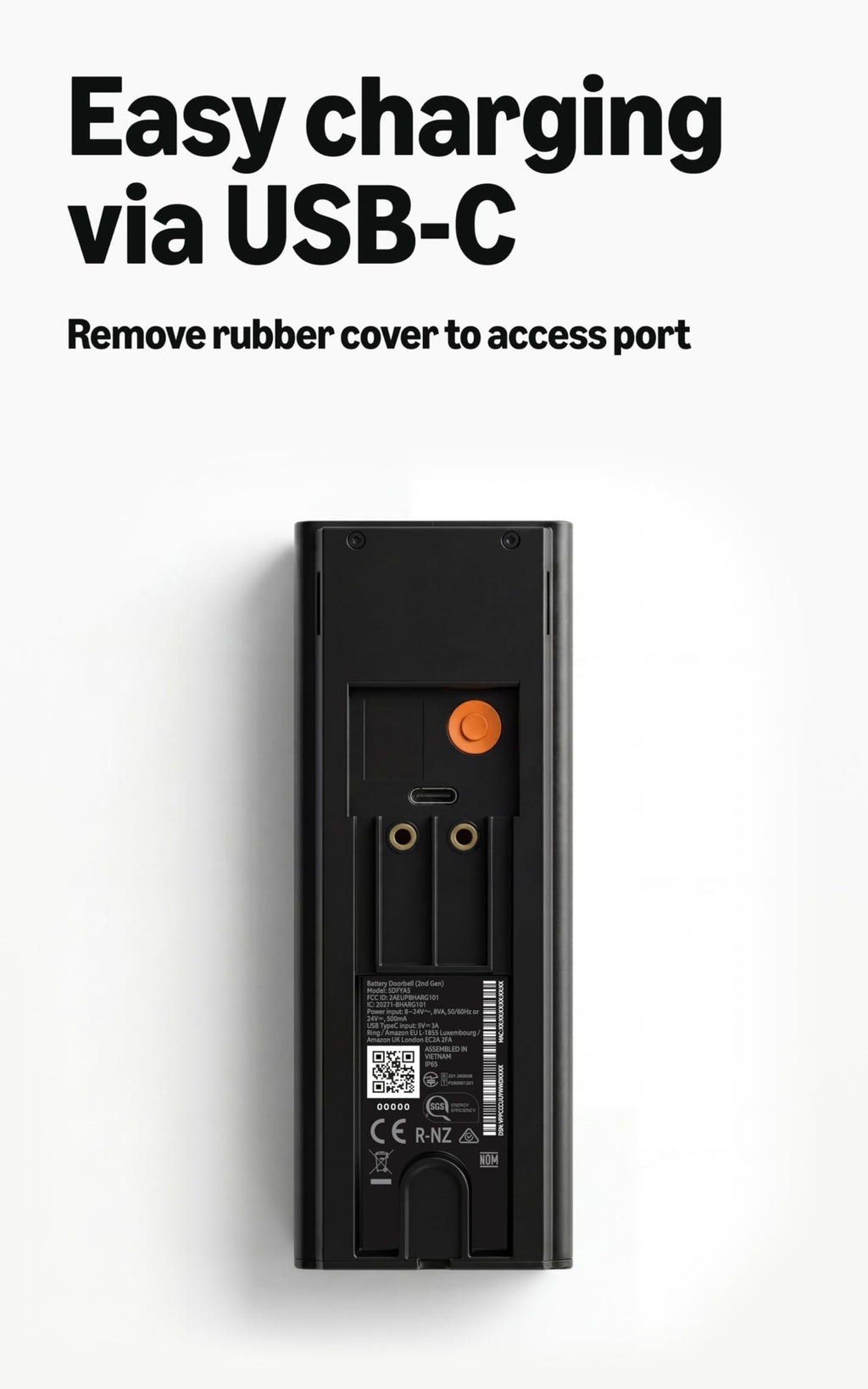 Battery Doorbell 2K Wide-Angle Speckled Gray C66623