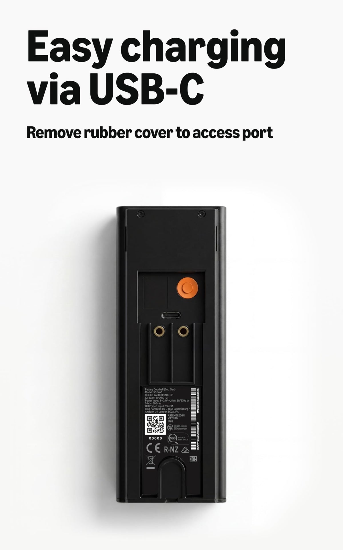 Battery Doorbell 2K Wide-Angle Speckled Gray C66623