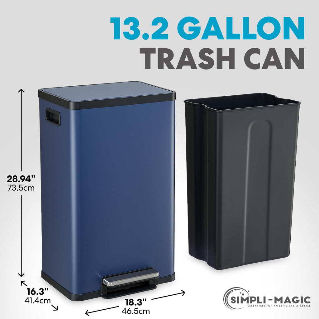 50L Stainless Steel Kitchen Trash Can with Soft-Close Lid H53604