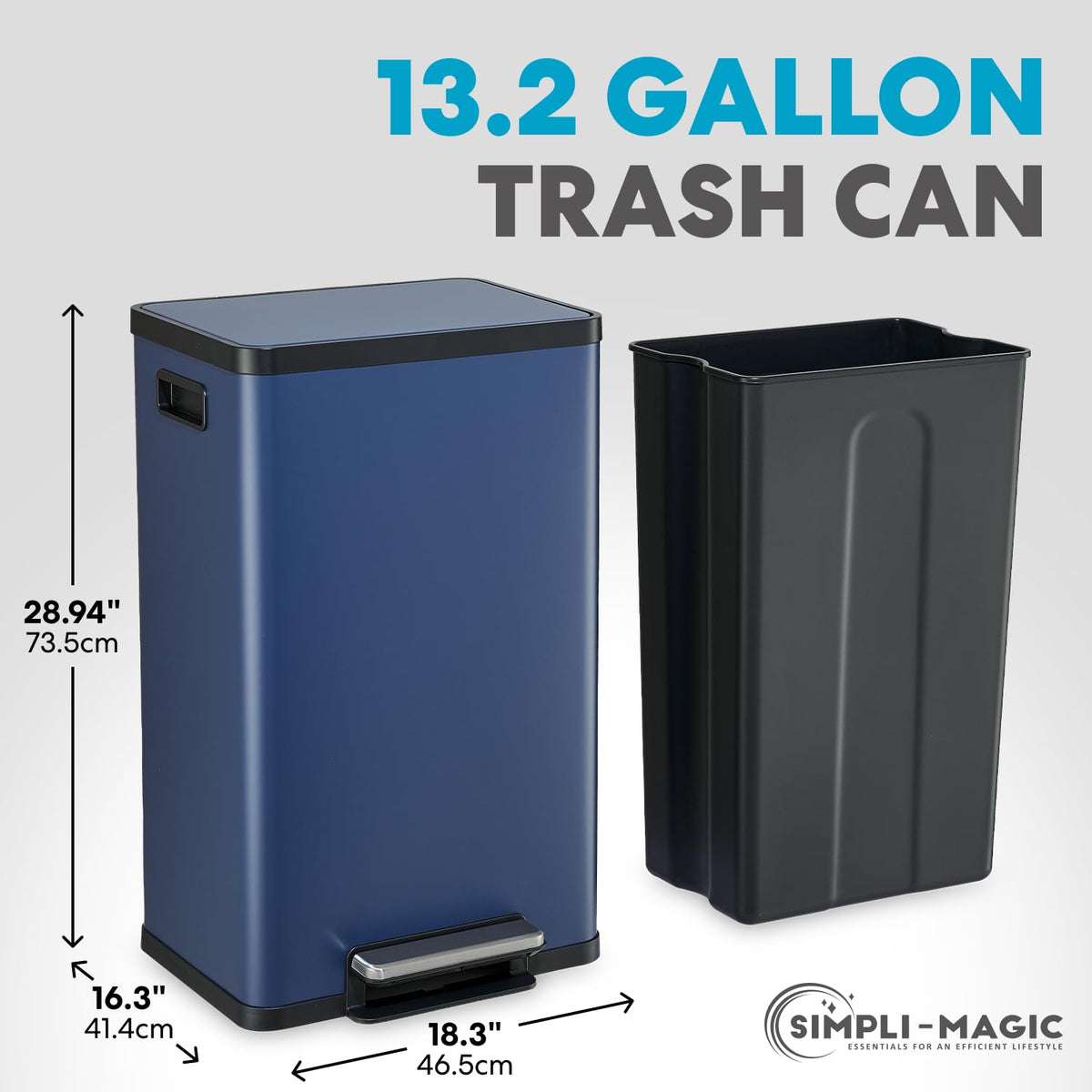 50L Stainless Steel Kitchen Trash Can with Soft-Close Lid H53604