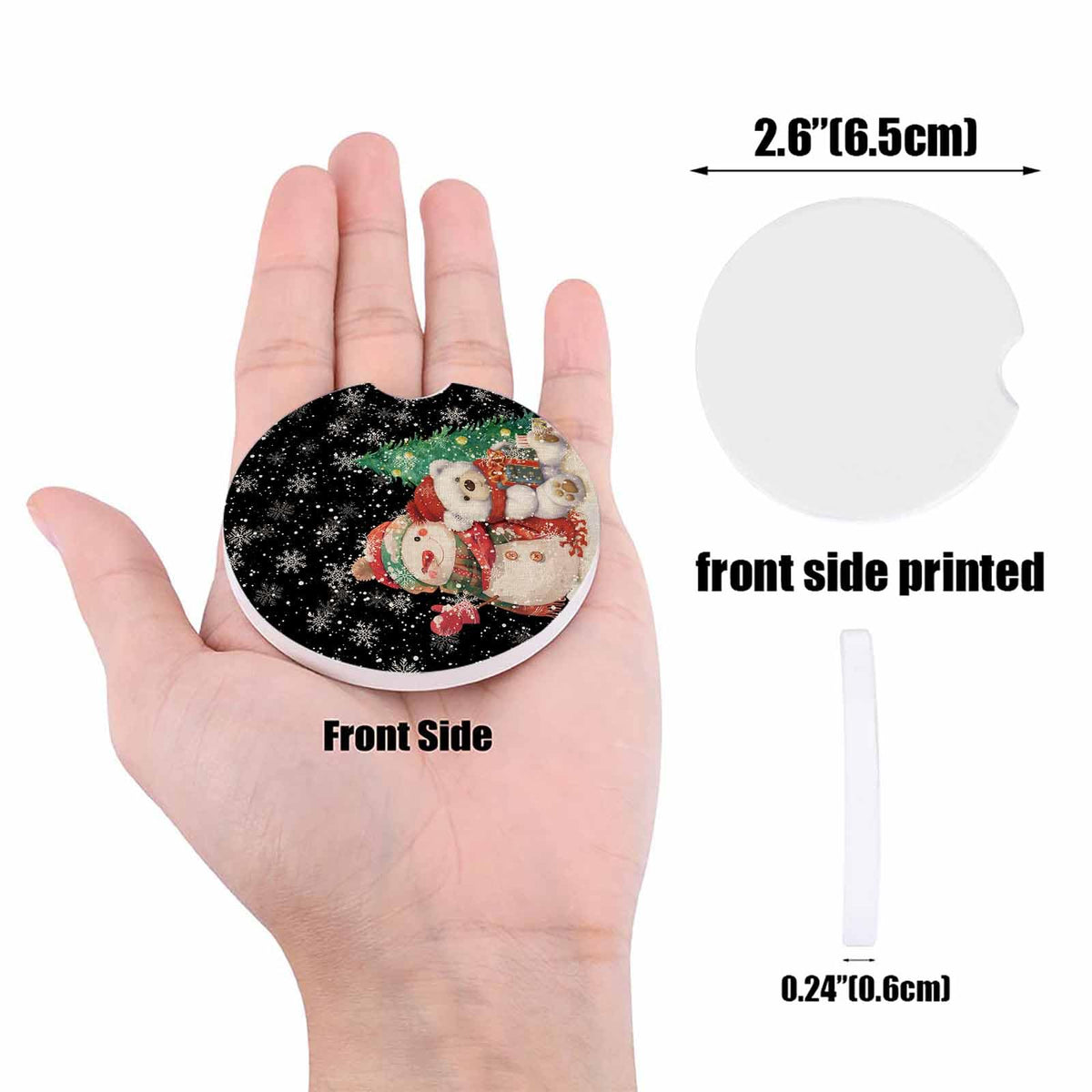 Black Ceramic Car Coasters 2 Piece Set M958