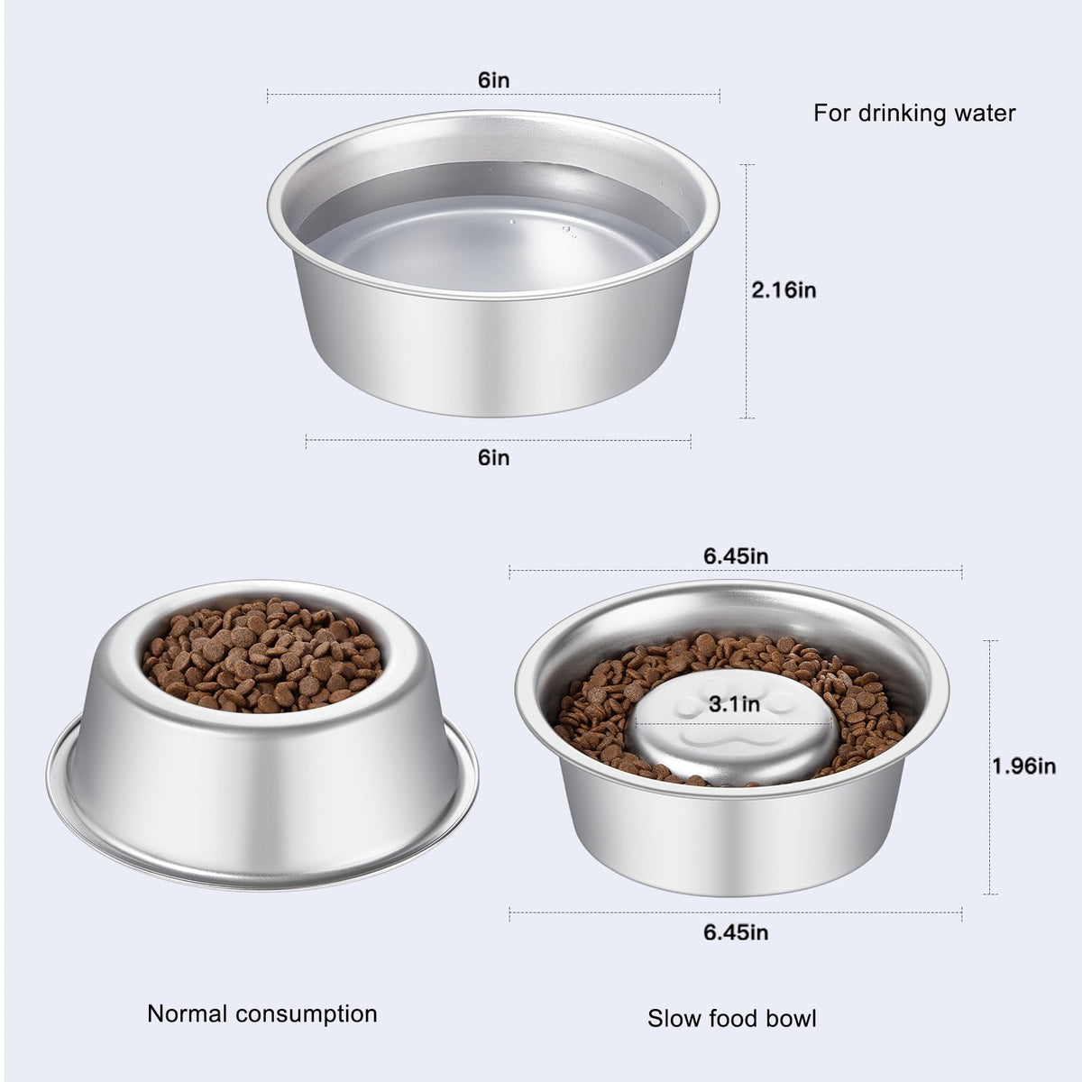 Stainless Steel Pet Dog Water and Food Bowl, 2-Pack X374580