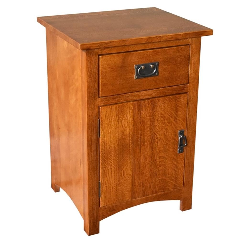 Solid Wood Nightstand with 1 Door and Drawer F8930