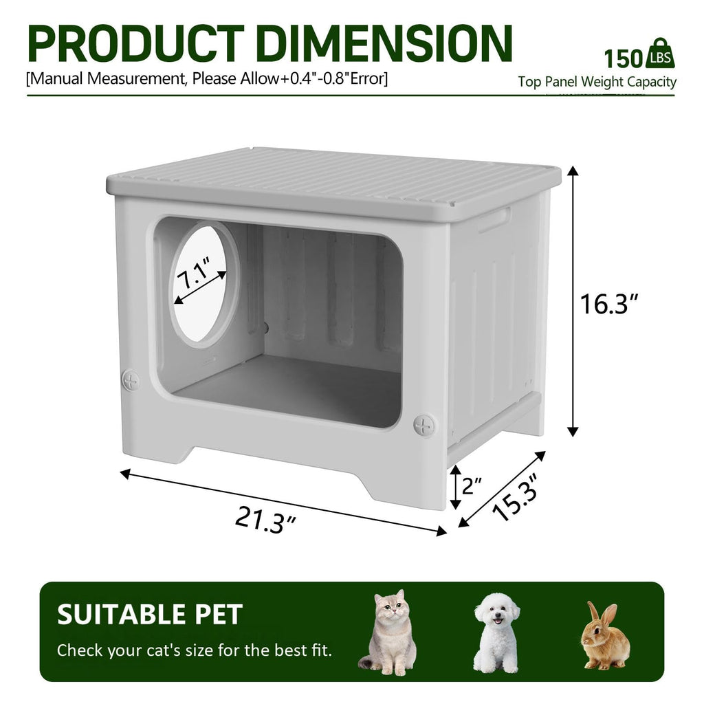 Weatherproof Stackable Outdoor Cat House with Clear Window O215777