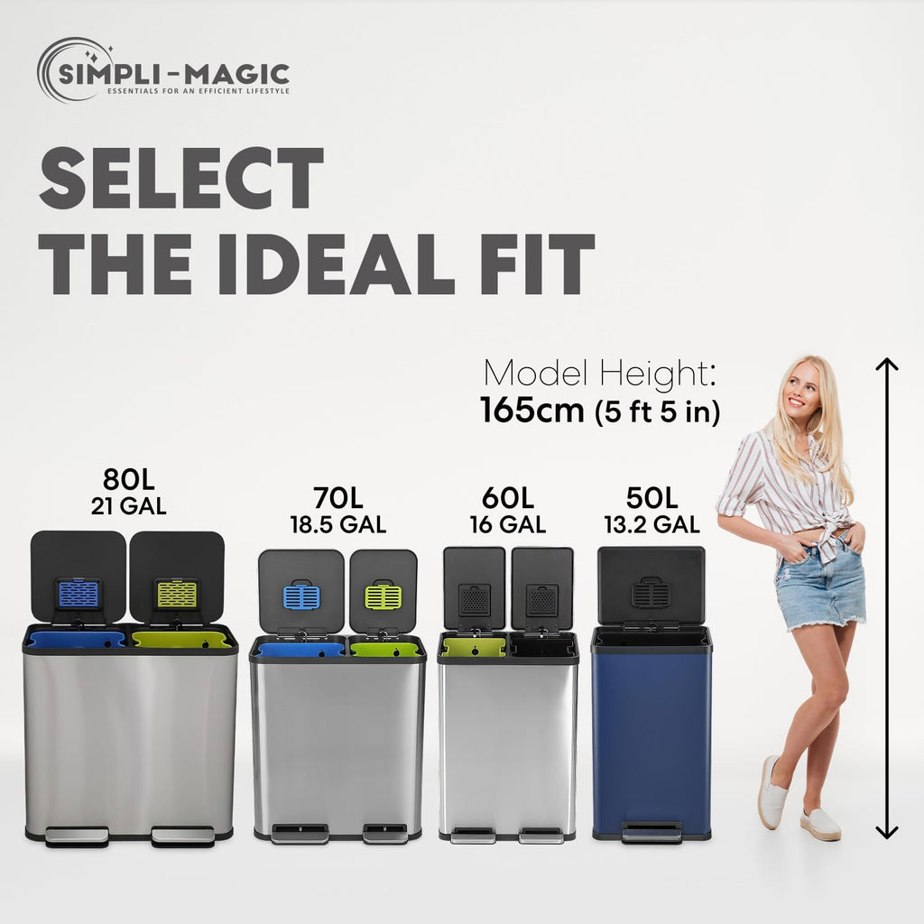 50L Stainless Steel Kitchen Trash Can with Soft-Close Lid H53604