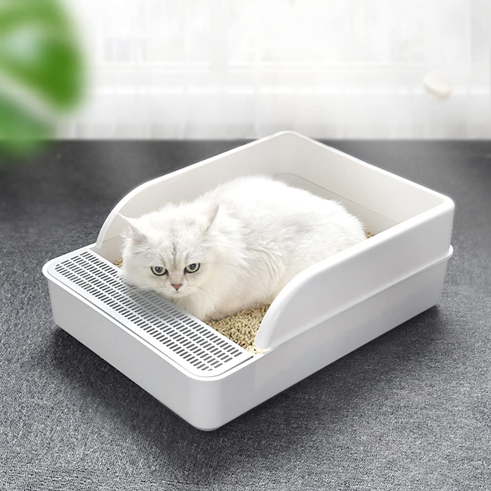 Plastic Half Covered Cat Litter Box X42846