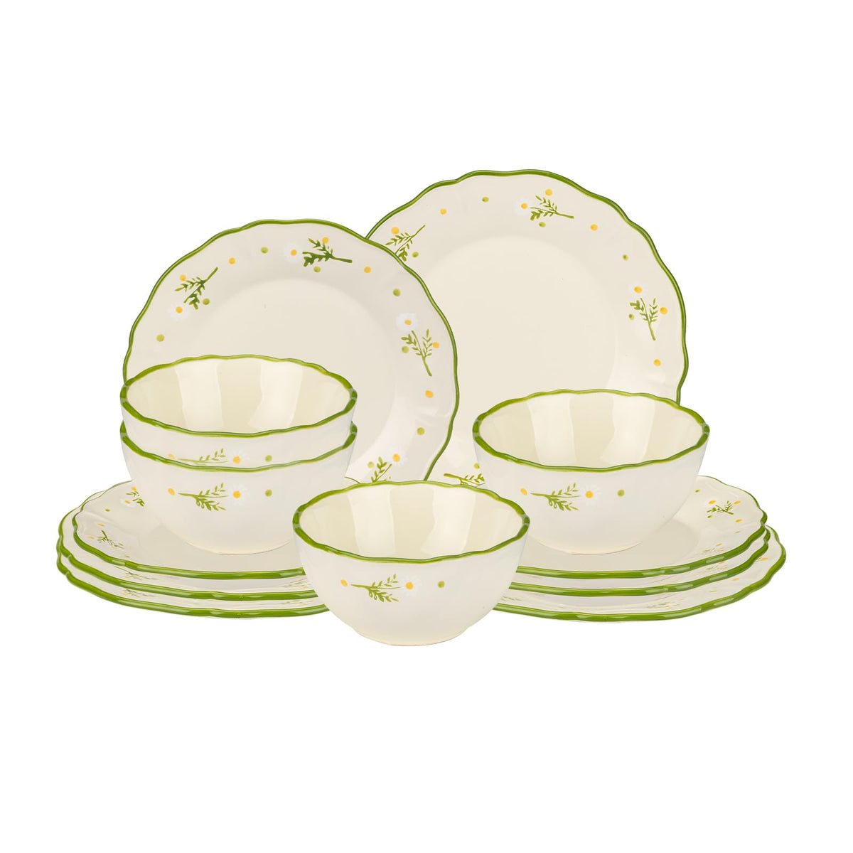12-Piece Hand-painted Ceramic Dinnerware Set M286515