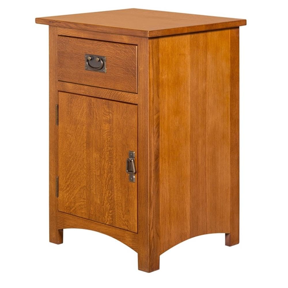 Solid Wood Nightstand with 1 Door and Drawer F8930