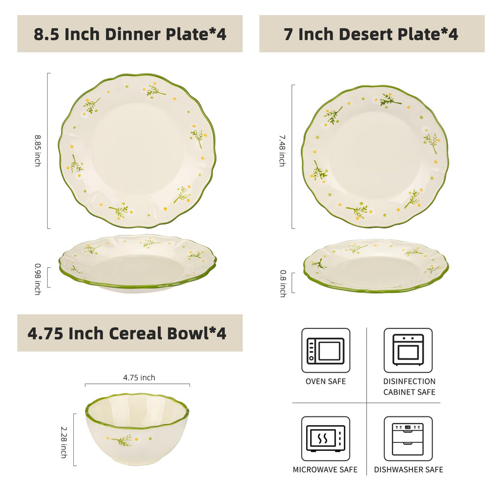12-Piece Hand-painted Ceramic Dinnerware Set M286515