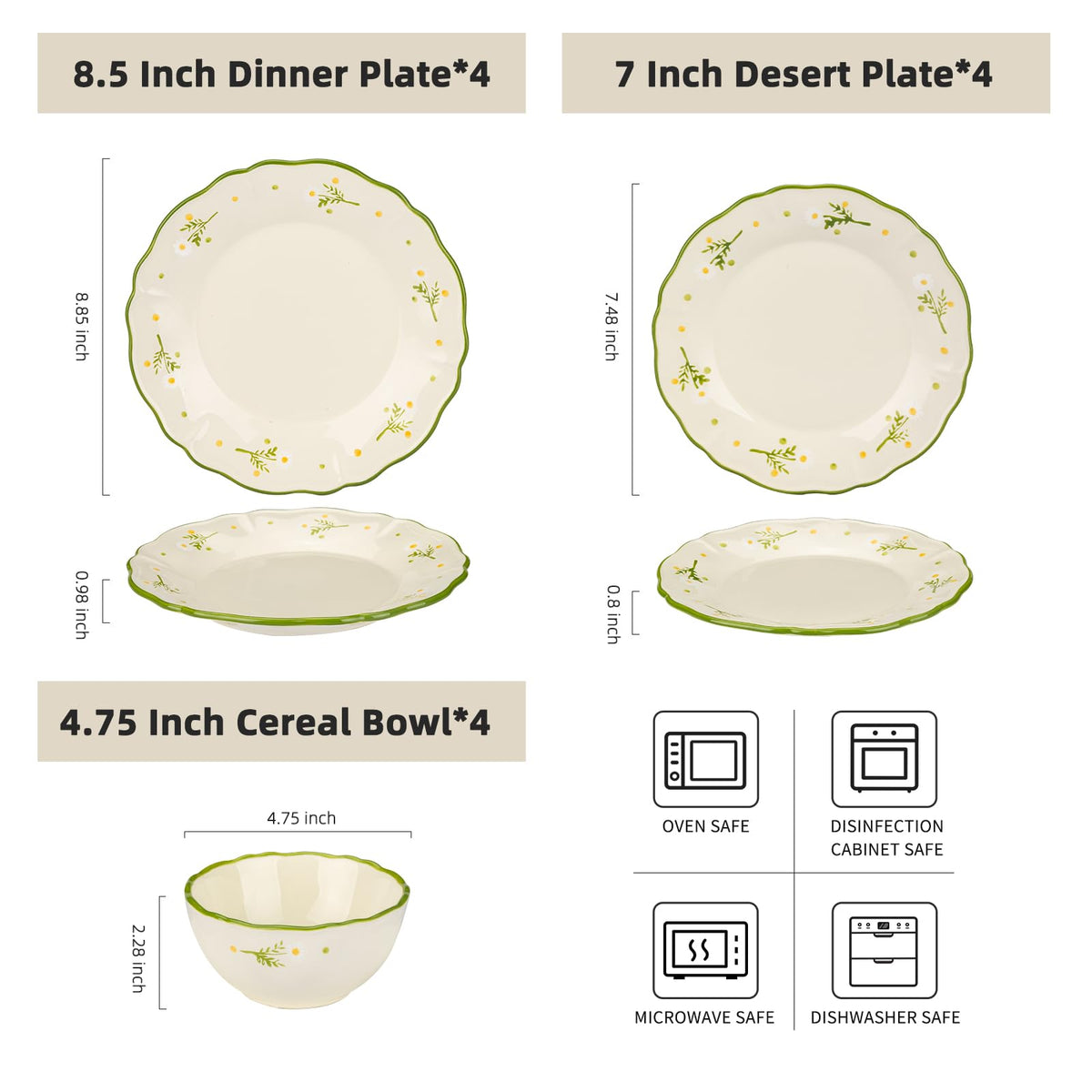 12-Piece Hand-painted Ceramic Dinnerware Set M286515