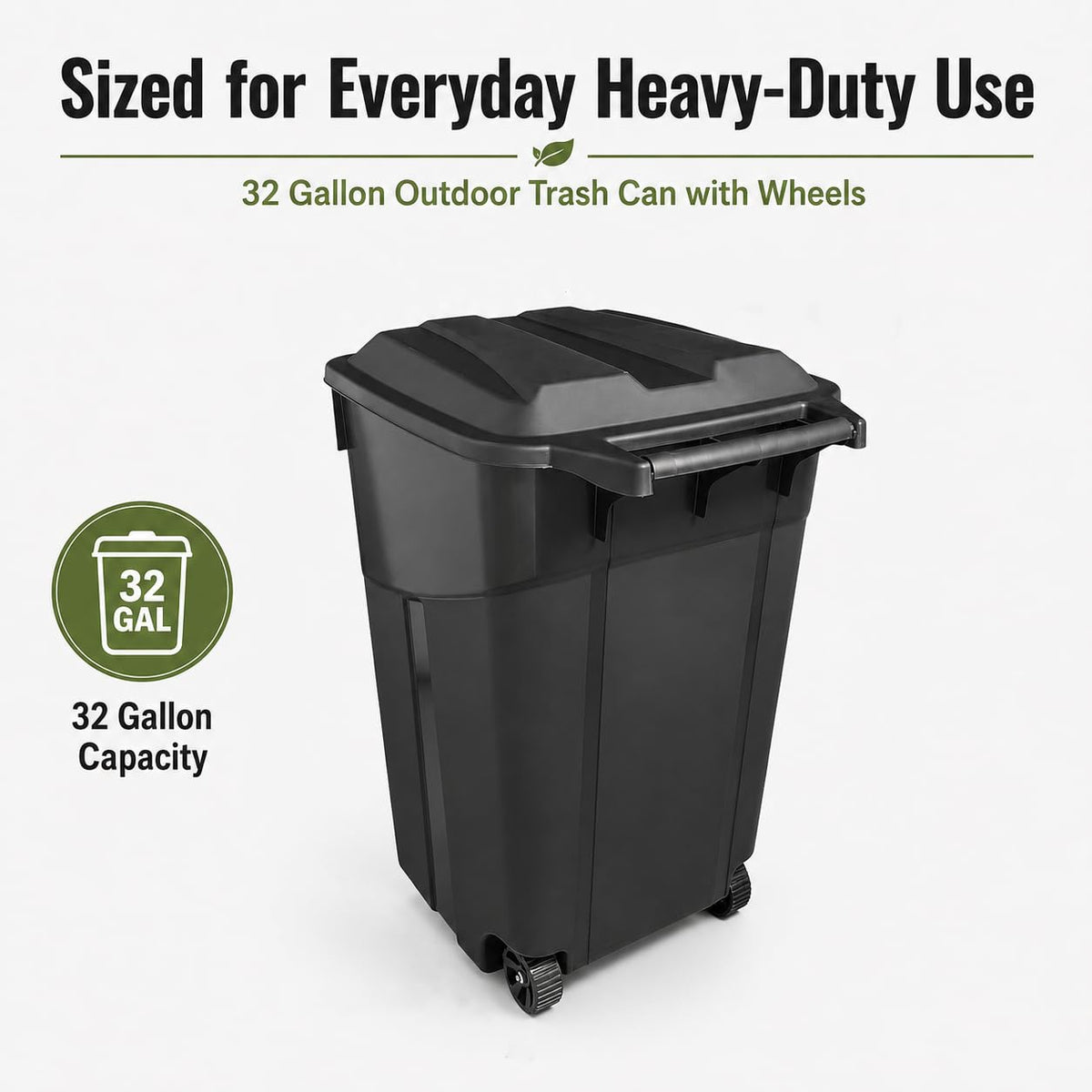 32 Gallon Wheeled Heavy-Duty Outdoor Trash Can O1783