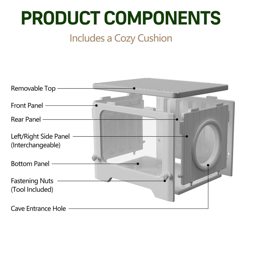 Weatherproof Stackable Outdoor Cat House with Clear Window O215777