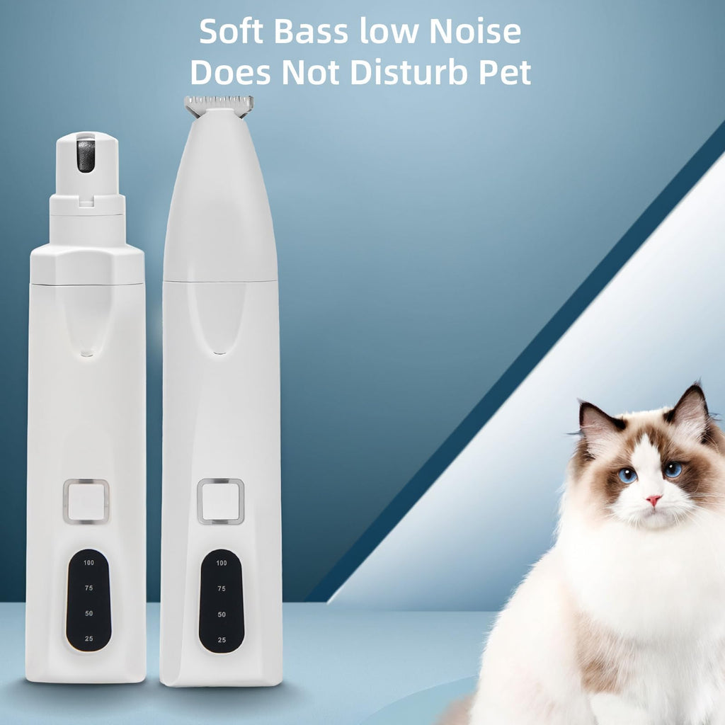 Quiet 2-in-1 Pet Hair Trimmer & Nail Grinder with LED Light O258