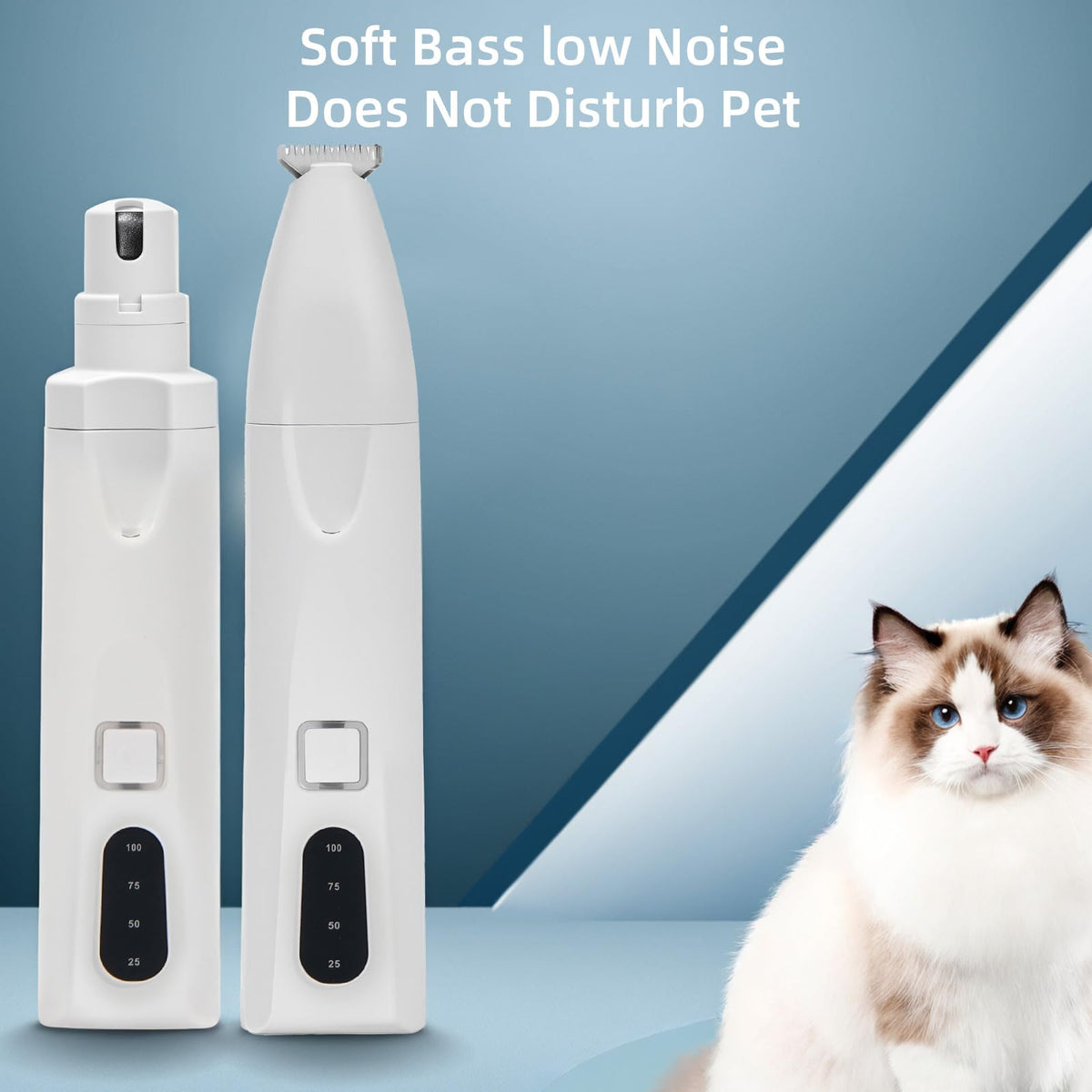 Quiet 2-in-1 Pet Hair Trimmer & Nail Grinder with LED Light O258