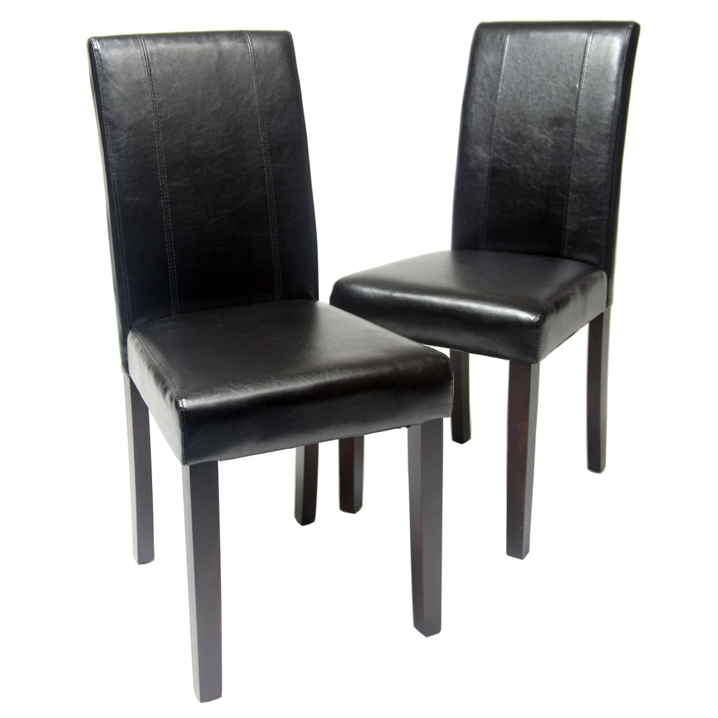 Black Faux Leather Parson Chair Set of 2 M3540