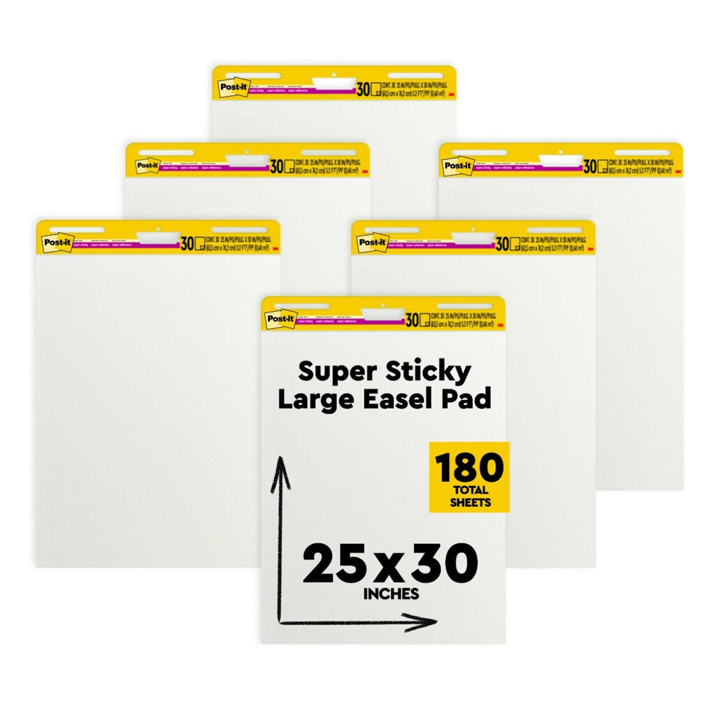 Super Sticky Easel Pads, 25" x 30", 6 Pads, White S437944