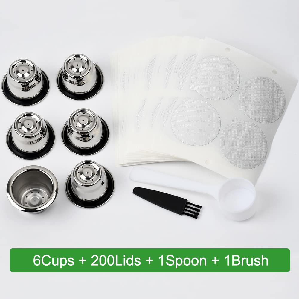 Reusable Stainless Steel Espresso Capsules 6 Cups 200 Lids X68093