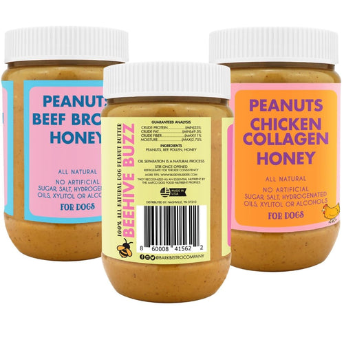 100% Natural Dog Peanut Butter Set of 3 17oz Jars I8330