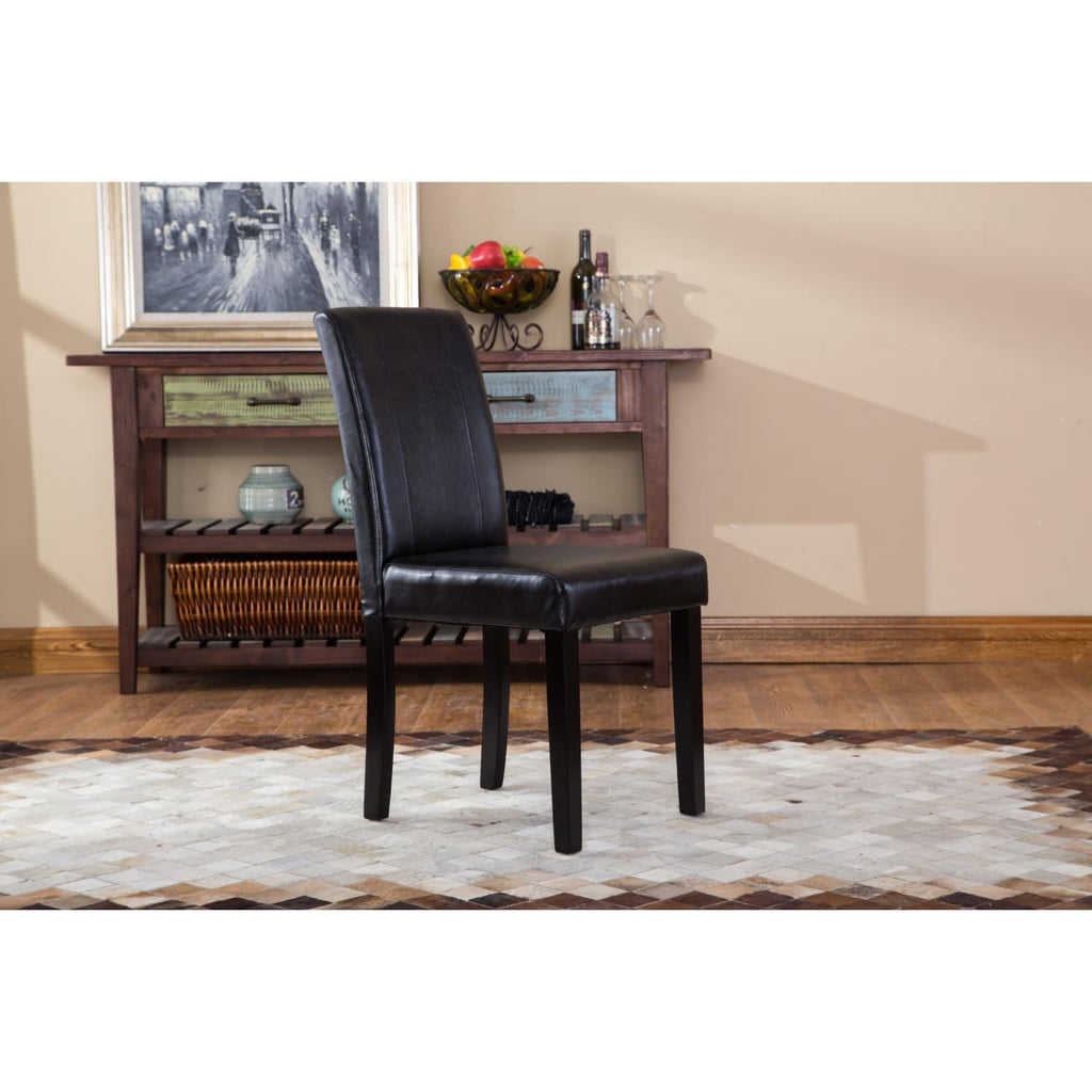 Black Faux Leather Parson Chair Set of 2 M3540