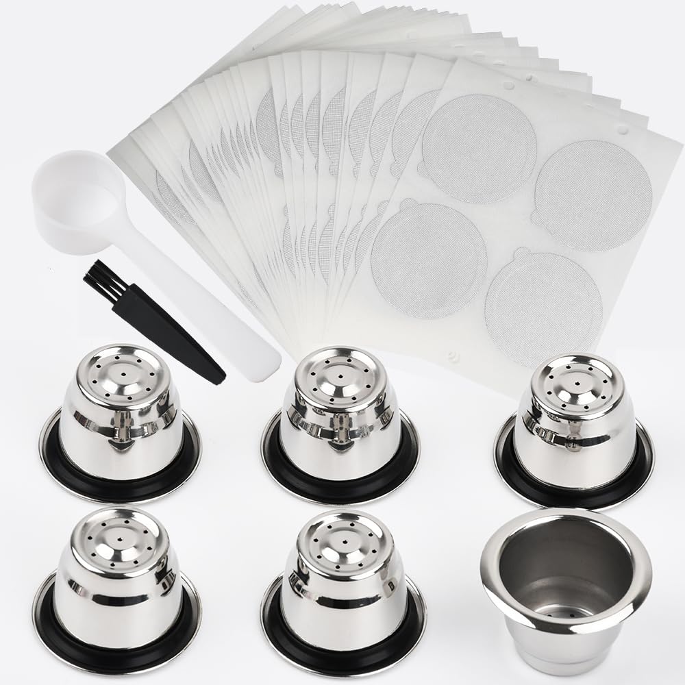 Reusable Stainless Steel Espresso Capsules 6 Cups 200 Lids X68093