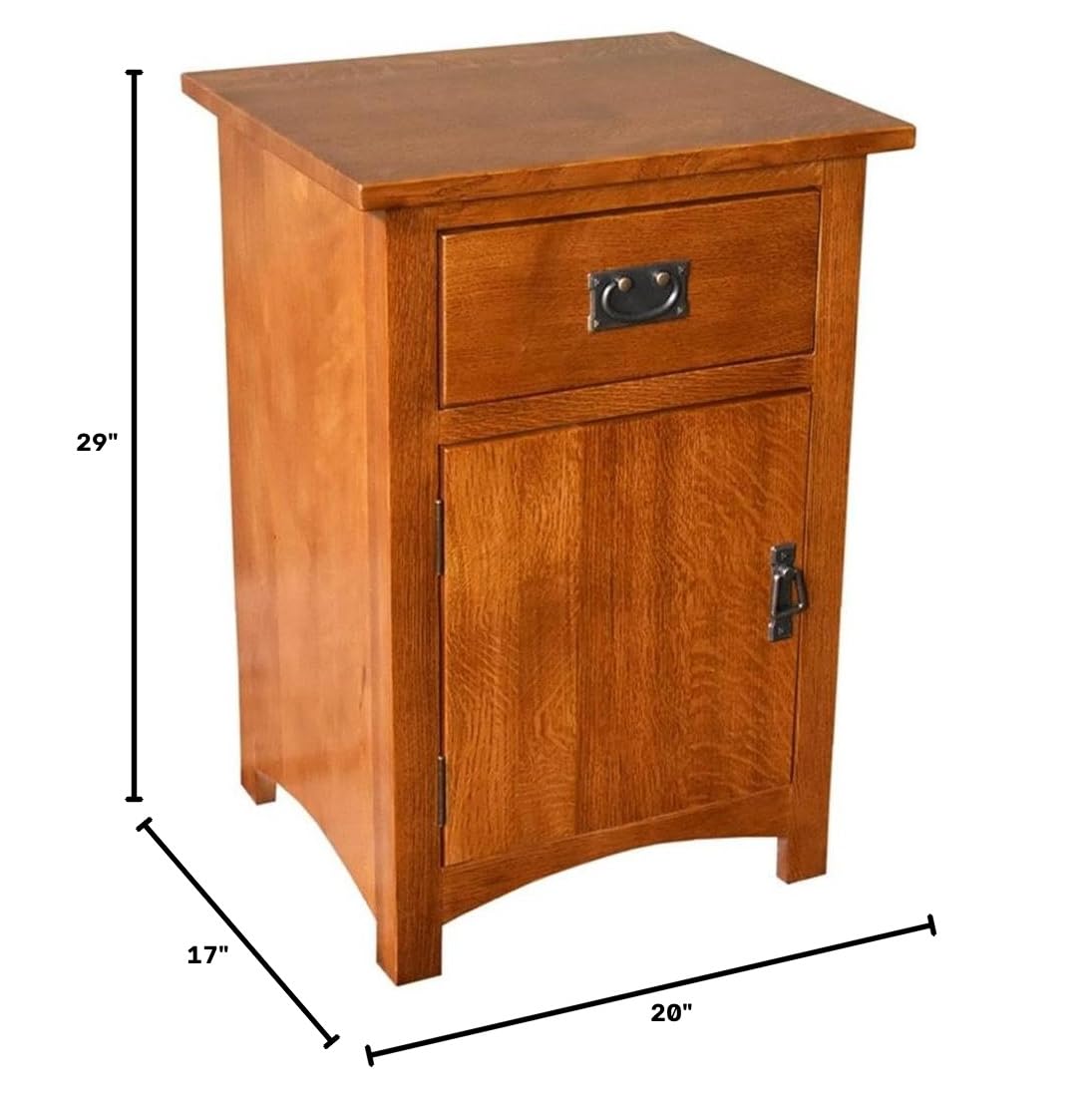 Solid Wood Nightstand with 1 Door and Drawer F8930
